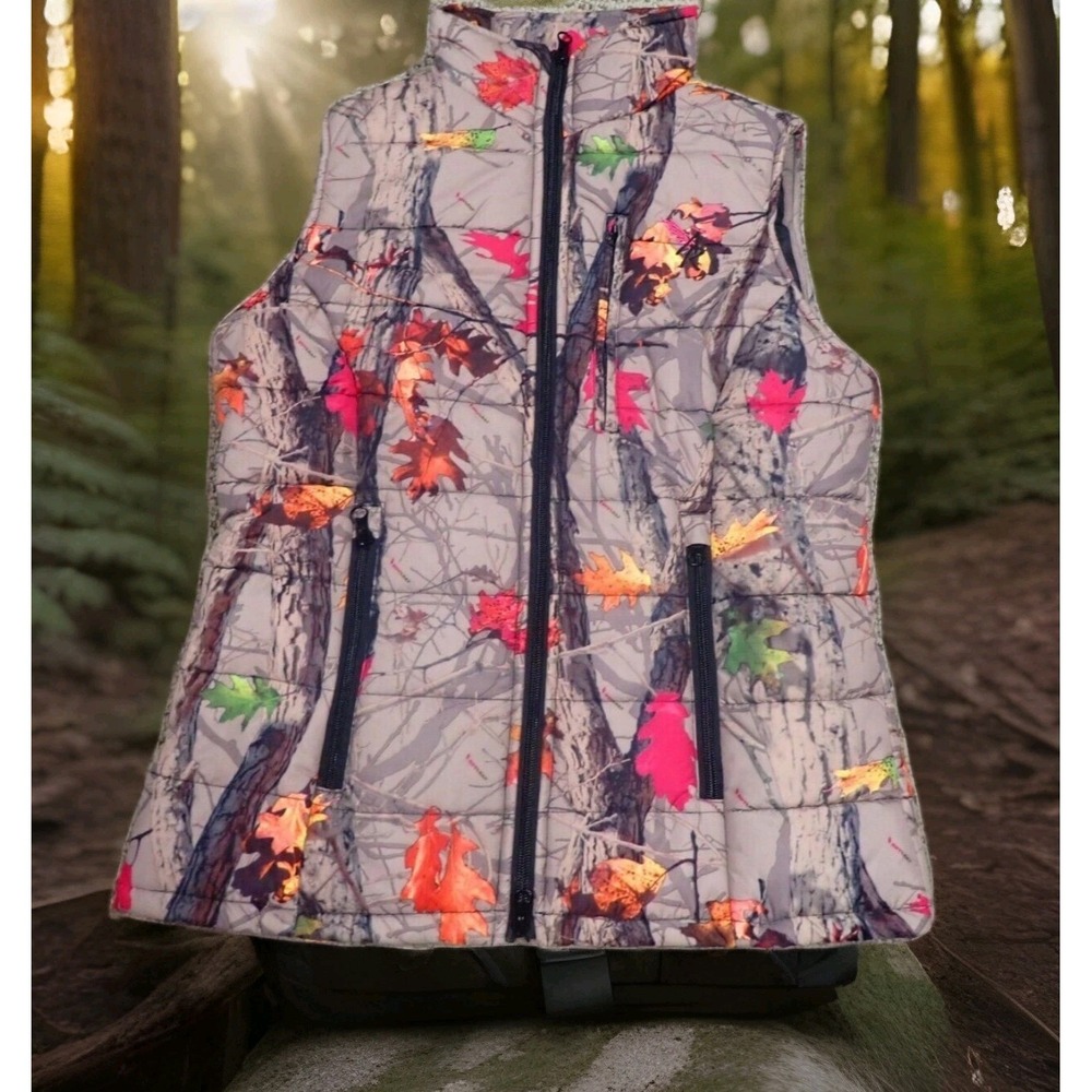 Angel Ranch Puffer Vest Womens Small Camo‎ Excellent Hotleaf Camouflage Quilted